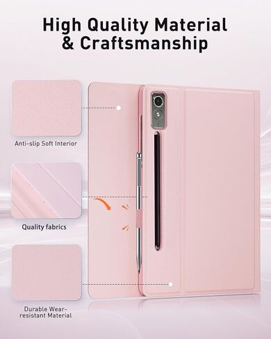 حالة لوحة المفاتيح لـ Lenovo Tab P12 12.7 بوصة 2023/2024 - الماوس ولوحة المفاتيح القابلة للفصل PU Cover Cover Case Sleep/Wake - Black in Kuwait