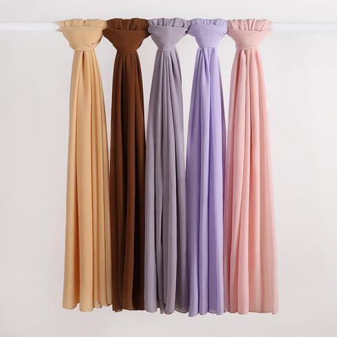Febfim 4 PCS Muslim Women Soft Premium Solid Chiffon Hijab Scarves Shawl Long Scarf Wrap Scarves with Gift Box in Kuwait