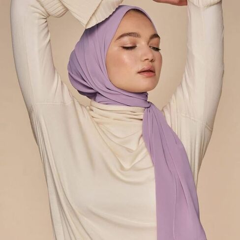 Febfim 4 PCS Muslim Women Soft Premium Solid Chiffon Hijab Scarves Shawl Long Scarf Wrap Scarves with Gift Box in Kuwait