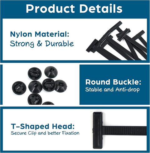 Nylon Universal Cable Tie Buckle for Car 100pcs Heavy-Duty Grip Auto Zip Tie Buckles for Wire, Bumper, and Hose in Car and Home – Secure Cable Tie Buckle Kit in Kuwait