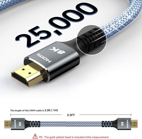 Kirei v Wire Ultra High Speed ​​8K HDMI Cable 3.3ft/1M (48GBPs) ، 4K@120Hz ، 8K@60Hz ، EARC ، DTS-HD. متوافق PS3/4/5 ، الكمبيوتر الشخصي ، الشاشات ، أجهزة التلفزيون والمزيد. الأداء المتين والعالي in Kuwait