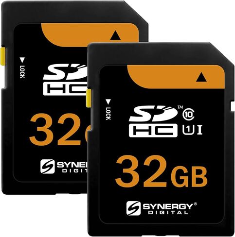Synergy Digital 32GB Secure Digital SDHC UHS -I بطاقات ذاكرة ، متوافقة مع كاميرا الفيديو Sony HDR -CX430V - الفئة 10 ، U1 ، 100 ميجابايت/ثانية ، 300 سلسلة - حزمة 2 in Saudi Arabia