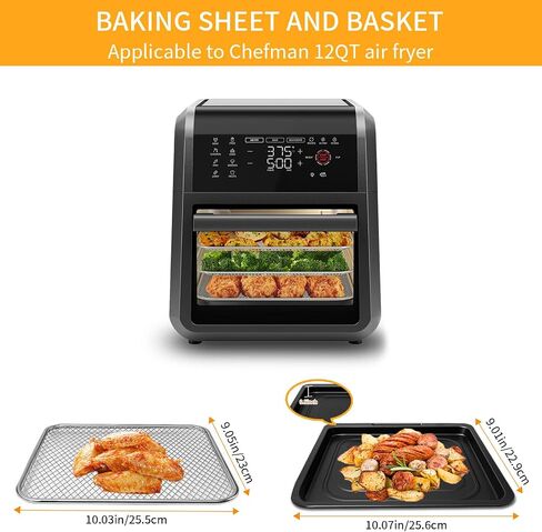 Air Fryer Replacement Parts for Chefman 12 Quart 6 In 1 digital Countertop Convection Oven, Air Fryer Drip Tray Grill Pan Grill Plate Crisper Plate Accessories Tray Rack in Saudi Arabia