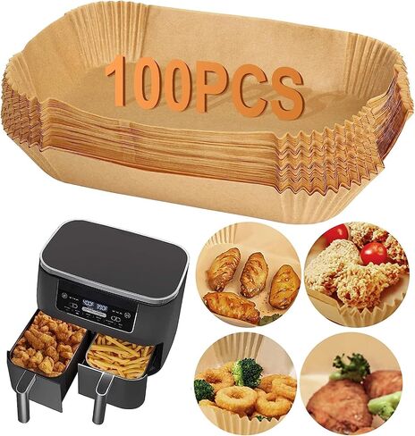 100pcs بطانات مقلاة الهواء لبطانة الرقصات Ninja DZ550 ، Vortex 6QT ، Cuisinart TOA-60 8.5 "x5.5" ورق برشاقة من الدرجة الغذائية ، وملحقات سلة سلة غير لاصقة يمكن التخلص منها (إثبات الزيت والماء) in Kuwait