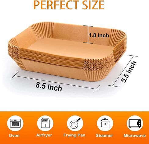 100pcs بطانات مقلاة الهواء لبطانة الرقصات Ninja DZ550 ، Vortex 6QT ، Cuisinart TOA-60 8.5 "x5.5" ورق برشاقة من الدرجة الغذائية ، وملحقات سلة سلة غير لاصقة يمكن التخلص منها (إثبات الزيت والماء) in Kuwait