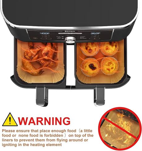 100pcs بطانات مقلاة الهواء لبطانة الرقصات Ninja DZ550 ، Vortex 6QT ، Cuisinart TOA-60 8.5 "x5.5" ورق برشاقة من الدرجة الغذائية ، وملحقات سلة سلة غير لاصقة يمكن التخلص منها (إثبات الزيت والماء) in Kuwait