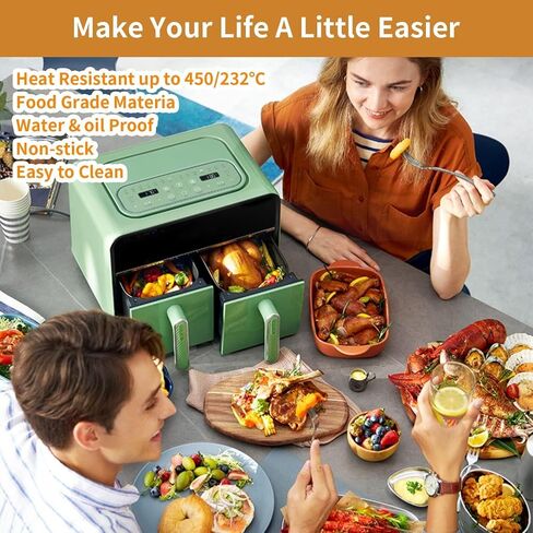 100pcs بطانات مقلاة الهواء لبطانة الرقصات Ninja DZ550 ، Vortex 6QT ، Cuisinart TOA-60 8.5 "x5.5" ورق برشاقة من الدرجة الغذائية ، وملحقات سلة سلة غير لاصقة يمكن التخلص منها (إثبات الزيت والماء) in Kuwait