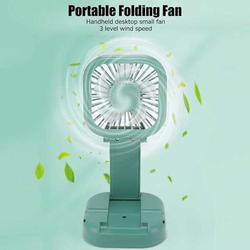 Portable Fan, Rechargeable Fanner with Battery and USB Outlet, Phone Holder for Daily Demand, Small Handfree Foldable Camping Fan(Pink) in Saudi Arabia