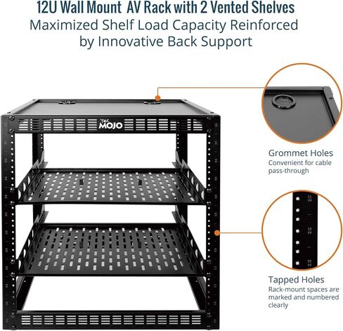 Tecmojo 12U Open Frame Network Rack&9 Outlet Rack Mount Power Strips in Saudi Arabia