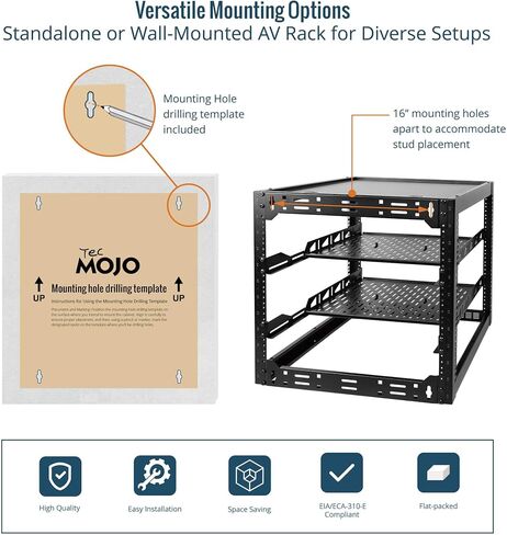 Tecmojo 12U Open Frame Network Rack&9 Outlet Rack Mount Power Strips in Saudi Arabia