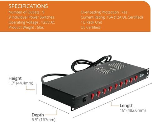 Tecmojo 12U Open Frame Network Rack&9 Outlet Rack Mount Power Strips in Saudi Arabia