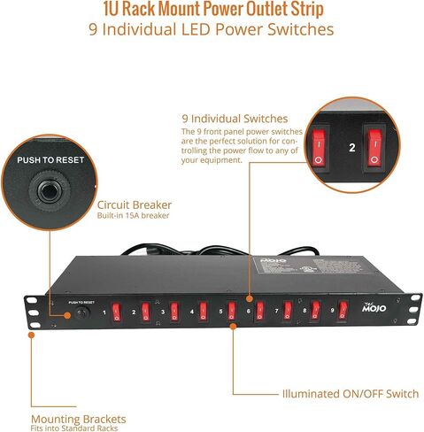 Tecmojo 12U Open Frame Network Rack&9 Outlet Rack Mount Power Strips in Saudi Arabia