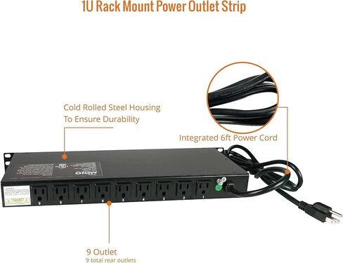 Tecmojo 12U Open Frame Network Rack&9 Outlet Rack Mount Power Strips in Saudi Arabia