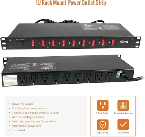 Tecmojo 12U Open Frame Network Rack&9 Outlet Rack Mount Power Strips in Saudi Arabia