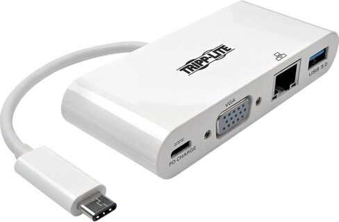 Tripp Lite USB C to VGA Multiport Video Adapter Converter 1080p w/ USB-A Hub, USB-C PD Charging Port & Gigabit Ethernet Port, Thunderbolt 3 Compatible, USB Type C, USB-C, USB Type-C (U444-06N-VGU-C) in Saudi Arabia
