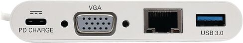 Tripp Lite USB C to VGA Multiport Video Adapter Converter 1080p w/ USB-A Hub, USB-C PD Charging Port & Gigabit Ethernet Port, Thunderbolt 3 Compatible, USB Type C, USB-C, USB Type-C (U444-06N-VGU-C) in Saudi Arabia