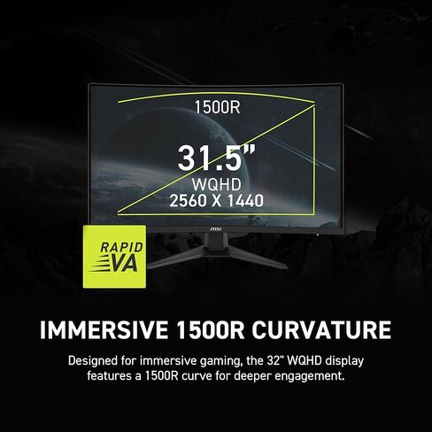 MSI MAG 321CQF E18 32 بوصة 2560 × 1440 (QHD) مراقبة مكتب الألعاب ، 180 هرتز ، المزامنة التكيفية ، جاهزة HDR ، HDMI ، ميناء VGA ، VESA قابل للترك in Kuwait
