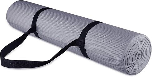 Signature Fitness All Purpose 1/4-Inch High Density Anti-Tear Exercise Yoga Mat with Carrying Strap with Optional Yoga Blocks, Multiple Colors in Kuwait