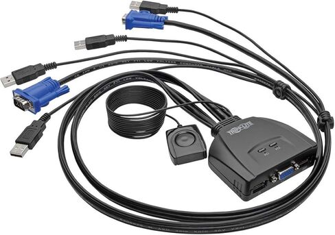 TRIPP LITE 2-PORT USB VGA Cable KVM Switch مع الكابلات ومشاركة USB المحيطية ، 2048 × 1536 (B032-VU2) in Kuwait