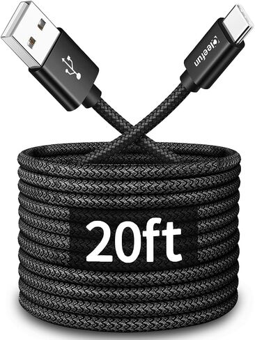 Cleefun Long USB C Cable 20ft ، USB إلى USB -C شحن كابل - 20 قدمًا من نوع الشاحن C لسلسلة iPhone 16 15 ، وسلسلة Samsung Galaxy وأجهزة USB -C الأخرى - Nylon Wraded in Kuwait
