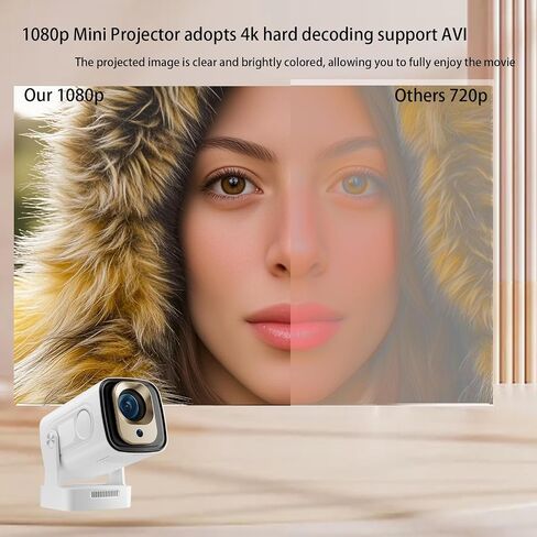 Mini Projector Hy300 Pro Projector مع WiFi و Bluetooth ، دعم جهاز العرض المحمول 1080p 4K فك التشفير ، Android 11.0 ، 200Ansi LM ، 180 ° ROTATIN in Saudi Arabia