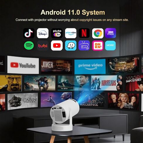 Mini Projector with WiFi and Bluetooth, Support 4K Portable Projector, Smart Android 11 HY300 PRO HIFI Projectors, Auto Keystone Correction, 180°Rotatable, 40"-150" Display for Bedroom Outdoor in Saudi Arabia