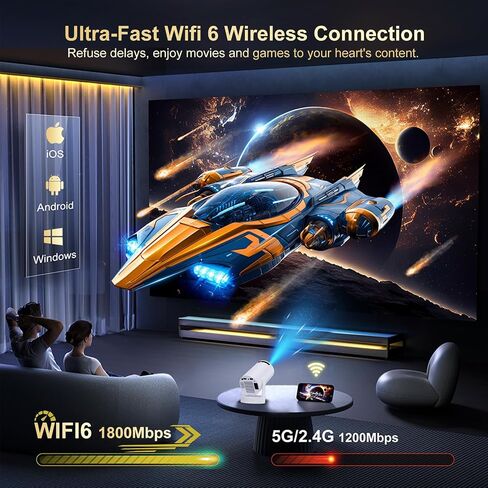 Mini Projector with WiFi and Bluetooth, Support 4K Portable Projector, Smart Android 11 HY300 PRO HIFI Projectors, Auto Keystone Correction, 180°Rotatable, 40"-150" Display for Bedroom Outdoor in Saudi Arabia