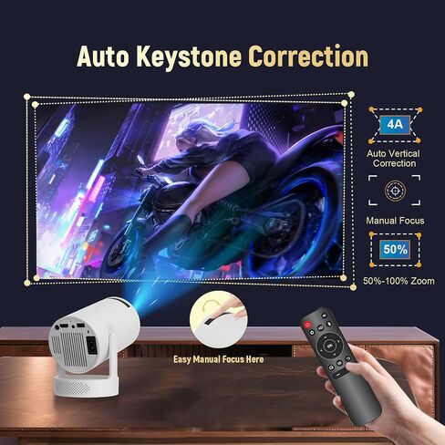 Mini Projector with WiFi and Bluetooth, Support 4K Portable Projector, Smart Android 11 HY300 PRO HIFI Projectors, Auto Keystone Correction, 180°Rotatable, 40"-150" Display for Bedroom Outdoor in Saudi Arabia