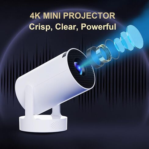 Mini Projector with WiFi and Bluetooth, Support 4K Portable Projector, Smart Android 11 HY300 PRO HIFI Projectors, Auto Keystone Correction, 180°Rotatable, 40"-150" Display for Bedroom Outdoor in Saudi Arabia