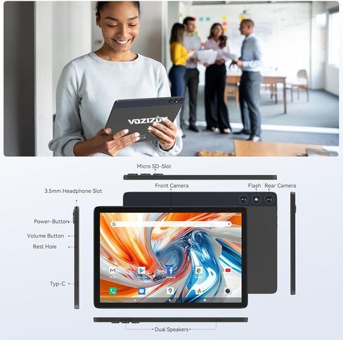 Android 14 Tablet ، أقراص خلوية 4G مع فتحة SIM مزدوجة ، ذاكرة الوصول العشوائي 14 جيجا بايت 128 جيجابايت (TF 1TB) 10 بوصة قرص ، 2 في 1 أقراص مع لوحة مفاتيح/حالة ، أوكتا ، شاشة ، 5G WIFI+4G LTE ، 8000 مللي أمبير ، Silver ، Silver in Kuwait