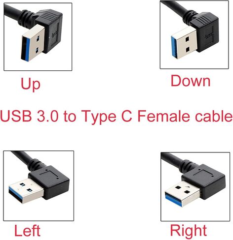 Type-C أنثى أنثى USB-A موصل محول الذكور 5 جيجابت في الثانية من النوع C إلى محول الذكور USB لأعلى/لأسفل/يسار/يمين in Kuwait