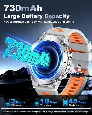 GPS Military Smart Watch for Men with Bluetooth Call, 1.43" AMOLED Waterproof Fitness Tracker with Heart Rate/Sleep Monitor/Flashlight, 170+ Sports Modes, 730mAh Battery for Android/iOS in Kuwait