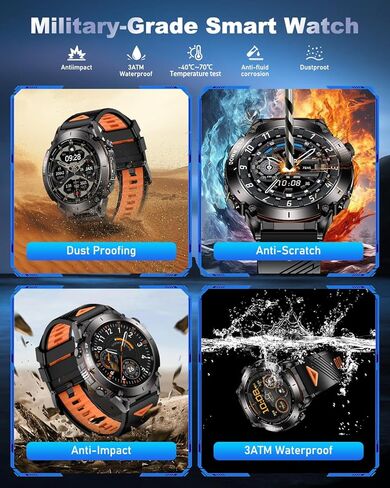 GPS Military Smart Watch for Men with Bluetooth Call, 1.43" AMOLED Waterproof Fitness Tracker with Heart Rate/Sleep Monitor/Flashlight, 170+ Sports Modes, 730mAh Battery for Android/iOS in Kuwait