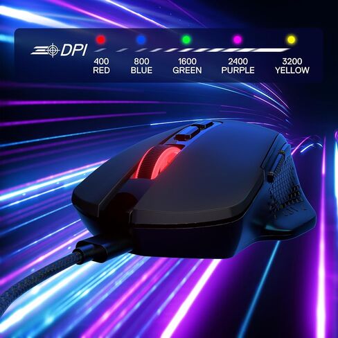 Redragon M695 الماوس السلكي للألعاب ، 24000 كحد أقصى فئران ألعاب ضوئية مع 7 أزرار قابلة للبرمجة ، بناء قبضة طبيعية مريحة ، يدعم البرمجيات مفاتيح DIY و DPI ، Black in Saudi Arabia