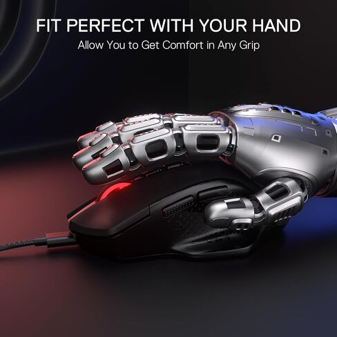 Redragon M695 الماوس السلكي للألعاب ، 24000 كحد أقصى فئران ألعاب ضوئية مع 7 أزرار قابلة للبرمجة ، بناء قبضة طبيعية مريحة ، يدعم البرمجيات مفاتيح DIY و DPI ، Black in Saudi Arabia