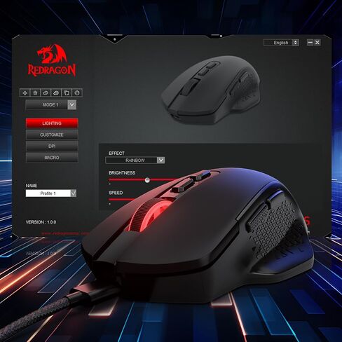 Redragon M695 الماوس السلكي للألعاب ، 24000 كحد أقصى فئران ألعاب ضوئية مع 7 أزرار قابلة للبرمجة ، بناء قبضة طبيعية مريحة ، يدعم البرمجيات مفاتيح DIY و DPI ، Black in Saudi Arabia