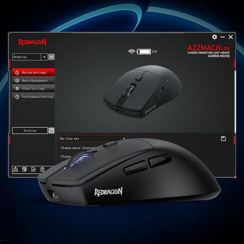 Redragon M618 LIT Wireless Gaming Mouse, 10000 DPI Optical Ergonomic Mouse with 6 Programmable Buttons, 70G Ultra Lightweight, Software Supports DIY Keybinds in Saudi Arabia