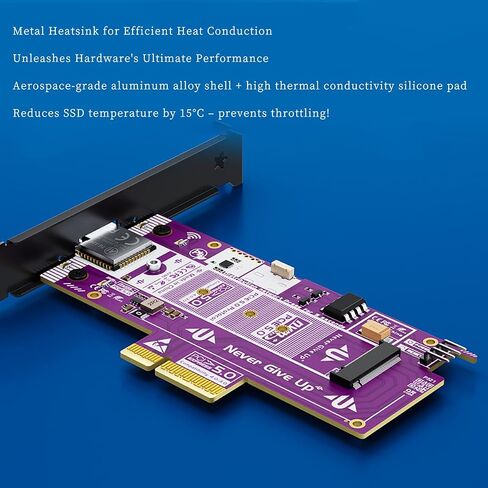 P560RPO PCIE 5.0 x16 to M.2 NVME SSD CARD-128GBPS لوحة تمدد كاملة السرعة مع ترميز سبائك الألومنيوم ، نقل 10000 ميجابايت/ثانية ، إشارة مستقرة ، توافق واسع in Saudi Arabia