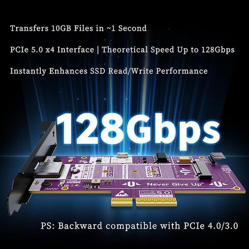 P560RPO PCIE 5.0 x16 to M.2 NVME SSD CARD-128GBPS لوحة تمدد كاملة السرعة مع ترميز سبائك الألومنيوم ، نقل 10000 ميجابايت/ثانية ، إشارة مستقرة ، توافق واسع in Saudi Arabia