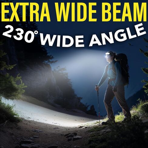1500 Lumens قابلة لإعادة الشحن مصابيح LED للبالغين ، وشعاع عريض 230 درجة ، وشريط إضاءة قابل للتعديل ، وبطارية 5000 مللي أمبير في الساعة ، و IPX6 مقاوم للماء + متعددة - التخييم ، والمشي لمسافات طويلة ، والتشغيل ، والصيد والبناء in Saudi Arabia