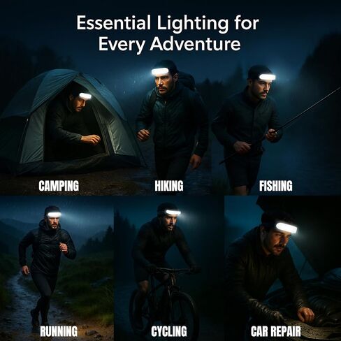 1500 Lumens قابلة لإعادة الشحن مصابيح LED للبالغين ، وشعاع عريض 230 درجة ، وشريط إضاءة قابل للتعديل ، وبطارية 5000 مللي أمبير في الساعة ، و IPX6 مقاوم للماء + متعددة - التخييم ، والمشي لمسافات طويلة ، والتشغيل ، والصيد والبناء in Saudi Arabia