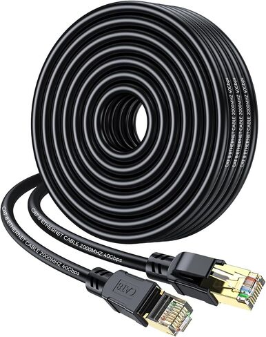 CAT 8 Ethernet Cable 50ft ، High Deach Huffy Network Lan Corp 40GBPS 2000MHz مع موصل RJ45 المطلي بالذهب ، كابل الإنترنت في الهواء الطلق والداخلي متوافق مع مودم ألعاب الجهاز Xbox in Saudi Arabia