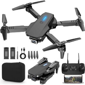 E88 Drone w/HD Dual Camera for Beginners Simple Foldable RC Quadcopter With Real-Time Video and Rechargable Battery in Kuwait