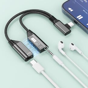 Magnetic 2-in-1 الزاوية اليمنى USB C إلى 3.5 ملم سماعة رأس صوتية ومحول كبل الشحن لأجهزة النوع C ، PD 60W محول أذن الشحن السري in Kuwait