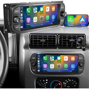 لراديو Jeep Wrangler Radio 2003 2004 2005 2006 ، Grand Cherokee Radio 1999-2004 ، Dodge RAM 1500/2500/3500 Radio 2002-2005 Grand Caravan 2001-2007 ، Chrysler Car Stereo 6.8inch Wireless Carplay Android Auto Auto in Kuwait
