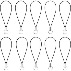 10 PCS Silver Tone Black Lanyard Charm Charm Scarm Slign Ring Strap ، حزام الحبل Clasp للهاتف الخلوي المحمول/MP3/MP4/USB DRIV in Kuwait