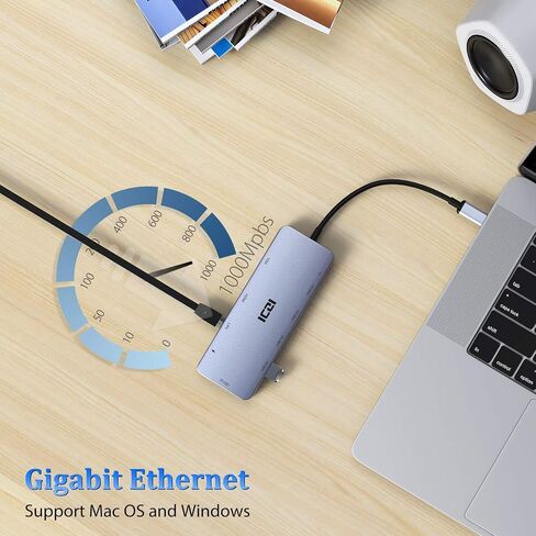 ICZI USB C Hub, 11 in 1 Docking Station Multiport Adapter with 1*HDMI/VGA/Ethernet, SD/TF Card Reader, 4*USB Port, 100W PD and 3.5mm Audio Jack Compatible with MacBook, Dell/HP/Lenovo Laptop, Surface in Kuwait
