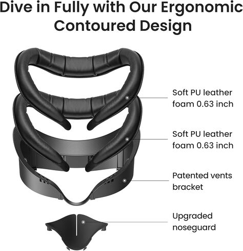 KIWI design V3 Facial Interface,2 Face Pads Compatible with Meta/Oculus Quest 3 Accessories, NOT for Quest 3S in Saudi Arabia