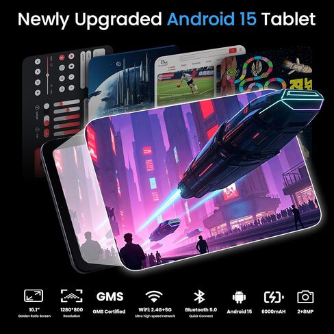 10.1 "Tablet ، Android 15،10.1 بوصة في الخلية ، 20 جيجابايت (8+12) RAM 128GB ROM ، بطارية 1280 × 800،6000 مللي أمبير في الساعة ، البلوتوث ، الكاميرا المزدوجة ، GMS ، wifi in Saudi Arabia