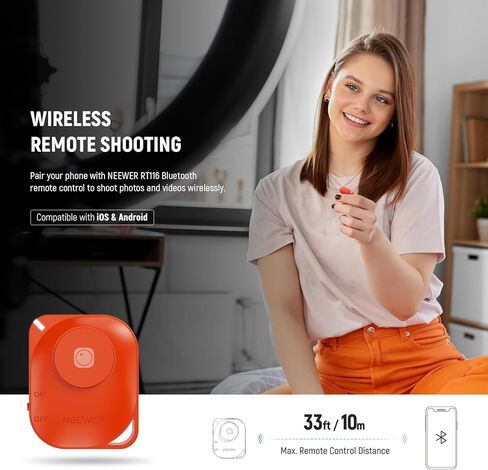 Neewer 10 "20W LED LED Light مع حامل هاتف حامل المكتب لجهاز الكمبيوتر المحمول iPhone ، BI Color 2900K-7000K ، USB C PD INPUT ، CRI97+ 1660LX/0.5M ، Makeie Makeup Tiktok Recording Conference Lighting ، RH10B in Kuwait